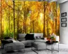 Gouden bos 3d behang romantische 3d landschap behang indoor tv achtergrond wanddecoratie 3d muurschildering behang