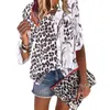 Women Blouse Sping Tops Turn-down Collar Long Sleeve Leopard Shirt Loose Plus Size Clothing For Ladies Blouses 220119