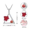 925 Sterling Silver Geometry Maple Leaf WIth Red Enamel Chain Pendant Necklace Fashion Jewelry For Women autumn Gift Free Ship Q0531