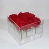 Hurtownie Akrylowa Rose Display Display Storage Box Makeup Organizator Kosmetyczny Uchwyt Kwiat Pudełko Obudowa Z Pokrywą LJ200818