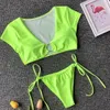 OMKAGI Marca Costumi da bagno Donna Costume da bagno Fasciatura Sport Bikini Set Nuoto Costume da bagno Beachwear Sexy Push Up Bikini 2019 Mujer T200708