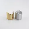 50 stks Gold Disc Top Caps met aluminium kraag 24/410 zilveren deksel plastic fles cap push pull pers caps