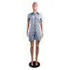Sexy Denim PlaySuit Bouton Jumpsuit Skinny Baldycon Femmes Party Club Outfits Summer Comboads T200704