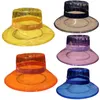 Cappello da pioggia unisex in PVC trasparente trasparente Cappello da pioggia impermeabile a tesa larga in gelatina brillante17982759