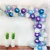 77pcs Ice Party Supplies Snowflake White Blue Purple Latex Balloon Garland Arch Kit for Ice Princess Party Decoration T200526