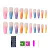 20st Set Candy Color Färdiga nagelkonst Tips Färgglada skönhet Artificiella falska naglar med lim Rainbow Gradient Nail Tips238s