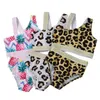 Kinder Mädchen Badeanzüge Kinder Mädchen Hosenträger Tops Shorts Zwei Stücke Sets Leopard Kleinkind Schwimmen Kleidung Sommer Kinder Bademode 3 Designs DW6363