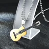 Stainless steel Music guitar pendant Necklace Women mens necklaces Black gold hip hop fashion jewelry will and sandy gift