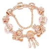 Nova pulseira rosa ouro joaninha feliz bowknot rainha abelha pingente coração contas europeias favo de mel pulseira se encaixa pulseiras colar 5zsz