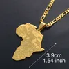 Anniyo Silver Color gold Color Africa Map with Flag Pendant Chain Necklaces African Maps Jewelry for Women Men #035321p260e