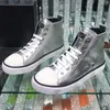 Diseñador MEGASTAR Hombres High Top Silver shoes Metal de lujo y zapatos de cuero suave Calidad de marca Diseño de moda de Milán Tamaños 38-46 con caja original