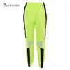 Harajuku vita alta maglia patchwork harem neon verde pantaloni streetwear pantaloni cargo larghi jogger split streetwear pantaloni sportivi da donna T200606