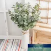 3 tenedores de seda verde, planta Artificial, hojas de eucalipto para decoración del hogar, accesorios, rama de hoja de árbol falso