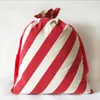 Sacs de Noël Sacs de sac à rayures rouges Sac de Père Noël Sac à cordon Toile Sac de rangement de bonbons Xams Canva Sacs cadeaux Décorations de Noël LSK1488