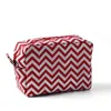 Borsa per trucco Chevron 25 pezzi Magazzino americano Classico rettangolo Zig Zag Borse per cosmetici Custodie per trucco personalizzate Custodia per articoli da toeletta regalo DOM106001