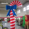 Lighting Christmas Inflatable Candy Cane Balloon 3m Giant Multicolor Air Blown LED Candy Column med band för kampanjevenemang