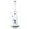 Different colors hookahs Blue pole inner double turtle glass bong 13 inches 14mm joint male water pipe