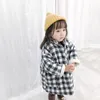 Winter cute girls warm thicken quilted plaid coats boys stand collar single-breasted fleece jackets outwear 201126