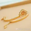 Bracelets & Bangles Vintage Simple Gold Zircon Rose Flower Alloy Camellia Bracelet Charm Bracelets