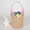 5 Kolory DIY Easter Bunny Bucket Bag Jute Uszu Przechowywanie Tote Torby Ręczne Burlap Dzieci Prezenty Bawełniane Torebki Party Decoration CG001