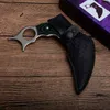 Special Offer Karambit knives 440C Satin Blade Full Tang Micarta Handle Fixed Blades Claw Tactical Knife With Leather Sheath