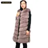 Fox Winter Coat Women Plus Size Natural Vest Real Fur Jacket Qd.Yishang 201103