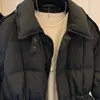 Damen Daunenparkas Winter Kordelzug Taille Jacken Lässig Weiblich Solide Stand Lose Dicke Warme Lange Mode Schnee Outwear Puffer Luci22