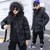 Jaquetas de inverno quentes para garotos crianças 12 anos de idade em jaquetas de meninos casacos de inverno snowsuits adolescentes com capuz de capuz de roupas ladeadas quentes lj201203