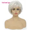 Short Blond Ombre White Color With Bang Curly Wig For Women Synthetic Natural Hair Beauty35437231305995