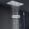 Łazienka Muzyka Prysznic Zestaw 380 x 580 mm LED Prysznic Rainfall Wodospad Mgła Rozpylany Kran Termostatyczny High Flow Diverter