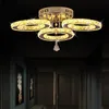 2020 3/5 Rings K9 Crystal LED Chandeliers Lighting Modern Chrome Plafon Lustre Luminaire Stainless Steel Ceiling Lamps For Kitchen