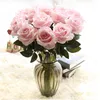 20st Romantisk ros konstgjord blomma DIY röd vit silke falsk blomma för fest hem bröllop dekoration Alla hjärtans dag