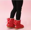 送料無料キッズベイリー2ボウズブーツ本物の革幼児雪のブーツソリッドボタスデイブウィンターガールズフットウェア幼児の女の子ブーツ01