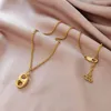 Collana con ciondolo di marca in metallo placcato oro 18k con personalità, gioielli, collana squisita di lusso da donna