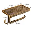 Bathroom Shelves Antique Bronze Carving Toilet Roll Paper Rack with Phone Shelf Wall Mounted Holder E654 Y200108