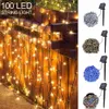 Lo nuevo 12M 100 Lámpara al aire libre LED String Fairy Holiday Fiesta de Navidad Guirnaldas Jardín solar Luces impermeables Y200603
