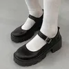 Elbise ayakkabı lolita topuklu kadın platformu su geçirmez pu deri rahat kadın 2022 retro kawaii jane pompaları zapatos mujer
