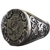 حلقات الكتلة Crown Lion Shield Emblem Retro Men's Ring