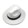 Nya mode topphattar för män kvinnor elegant mode funderade fedora hatt band bred platt grim jazzhattar snygga trilby panama cap7438191