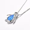 Fashion Creative Opal Zircon Penguin Animal Necklace Pendant Women Romantic Banquet Wedding Accessories Charm smycken Gift4167841