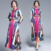 Nouveau Style de mode imprimé plissé Midi Vintage robe Zomerjurk femmes rétro piste fête Dames Jurken K6848 201204