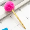 Cute Girl Women Faux Fur Pom Pom Ball Pen Black Ink Pen Party Gift School Office Work Writing Gift