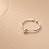 Cluster Ringen Real 925 Sterling Silver Simple Single Pearl Open for Women Girls Fine Jewelry