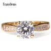 TransGems Solid 14K 585 Yellow Gold 1ct 6.5mm F Color Engagement Ring Set for Women Wedding 2 Pieces Birdal Ring Set Y200620