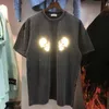 Erkek T-Shirt 2021 Yaz Yeni Moda Kafatası Yansıtıcı Baskı Yıkanmış Yaşlı erkek Yuvarlak Boyun Pamuk Kısa Kollu T-Shirt