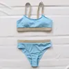 Hohe Taille Bikinis Badeanzüge Bandeau Bademode Frauen Spleißen Biquini Beachwear Sport Gerippte Badeanzüge New300R