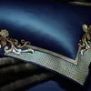 Novo 1000TC Egípcio Algodão Royal Luxury Set Bordado Bordado Capa De Edredão Plana Parlado de Lit 201210