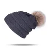 Women Beanies Autumn Winter Knitted Skullies Casual Outdoor Hat Solid Ribbed Beanie with Pom 9 Colors