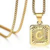 Initial Letter Pendant Necklace Mens Womens Capital Letter Yellow Gold Plated A Z Stainless Steel Box Chain 23 5inch drop266h