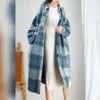 Autunno Inverno Femminile Caldo Di Lana Moda Elegante Donna Lady Vita Larga Blu Plus Size Oversize Maniche Lunghe Cappotto Di Lana Per Le Donne 201102